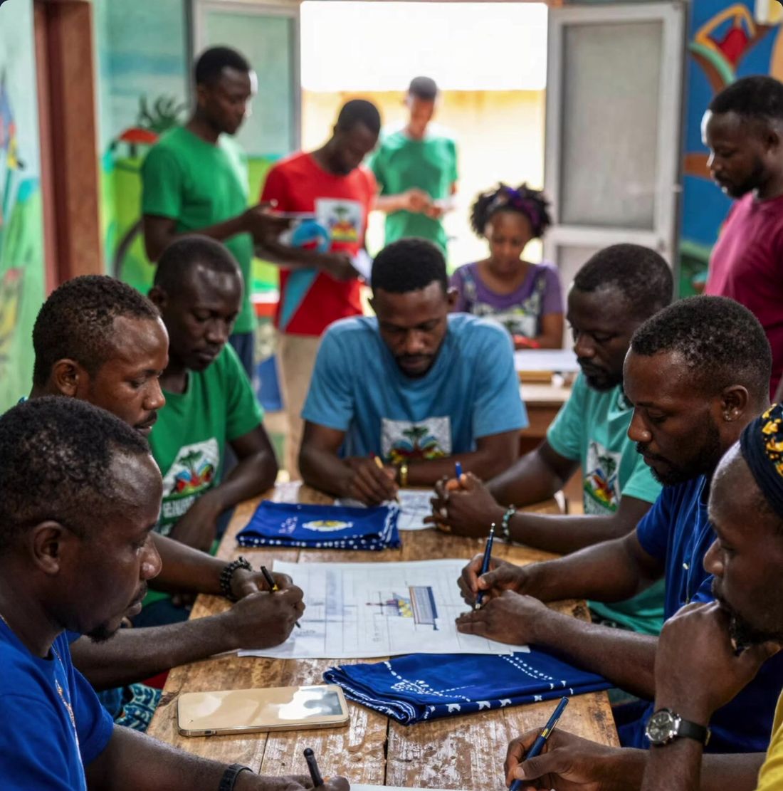 Organizers working together around a table